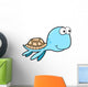 Blue Summer Sea Turtle Cartoon Wall Decal
