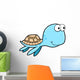 Blue Summer Sea Turtle Cartoon Wall Decal