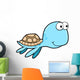 Blue Summer Sea Turtle Cartoon Wall Decal