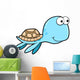 Blue Summer Sea Turtle Cartoon Wall Decal