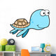 Blue Summer Sea Turtle Cartoon Wall Decal