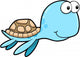Blue Summer Sea Turtle Cartoon Wall Decal