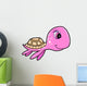 Pink Summer Sea Turtle Cartoon Wall Decal