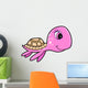 Pink Summer Sea Turtle Cartoon Wall Decal