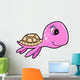 Pink Summer Sea Turtle Cartoon Wall Decal