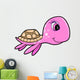 Pink Summer Sea Turtle Cartoon Wall Decal
