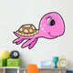 Pink Summer Sea Turtle Cartoon Wall Decal