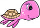 Pink Summer Sea Turtle Cartoon Wall Decal