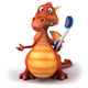 Orange Dragon With Toothbrush Wall Decal