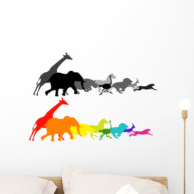Wild Animal Racing Wall Decal shown on a wall