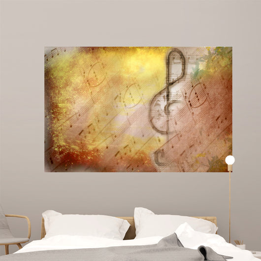 Grunge Treble Clef Musical Wall Decal