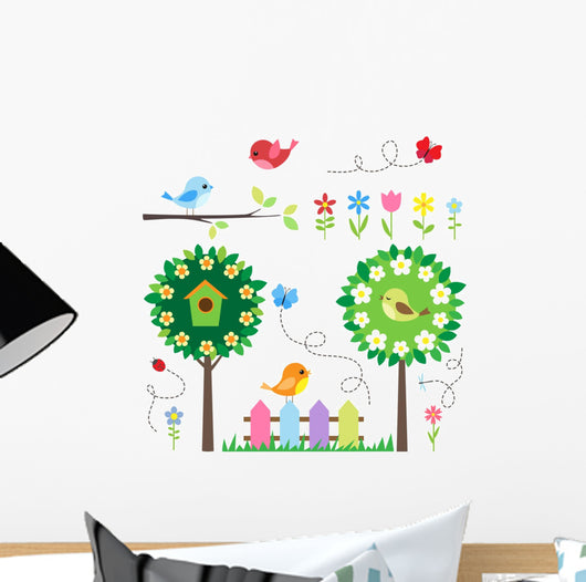 Garden Set With Birds Wall Decal