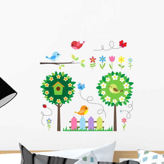 Garden Set With Birds Wall Decal