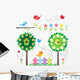 Garden Set With Birds Wall Decal