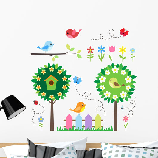 Garden Set With Birds Wall Decal