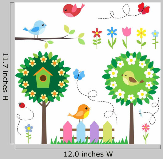 Garden Set With Birds Wall Decal