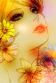 Spring Girl with Flowers Vector Wall Decal