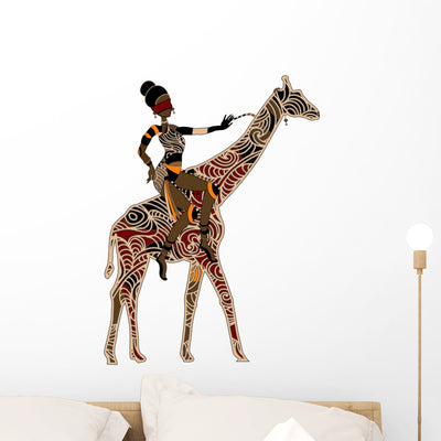 Horsewoman Wall Decal shown on a wall