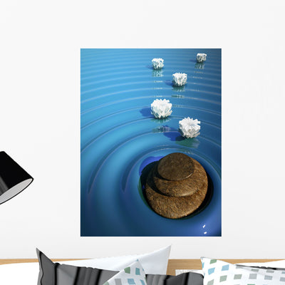 Spa Relax Stone Water Wall Decal shown on a wall