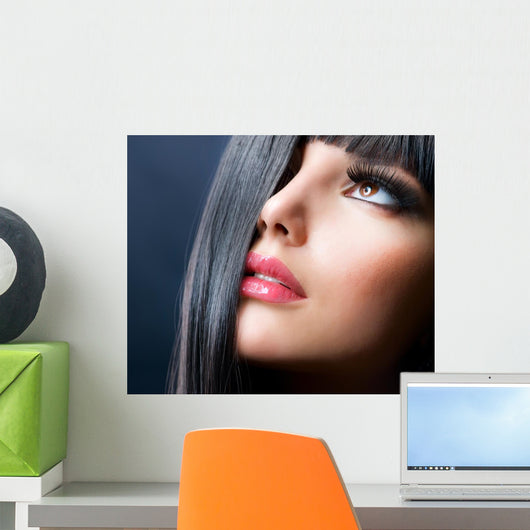 Brunette Makeup Model Left Side Close-Up Wall Decal