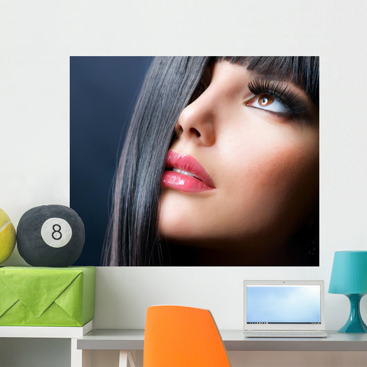 Brunette Makeup Model Left Side Close-Up Wall Decal