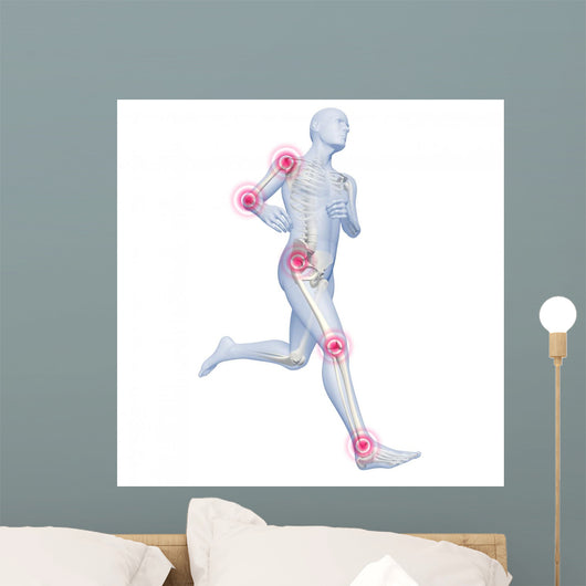 Running Man with Highlighted Joints - White Wall Decal