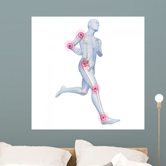 Running Man with Highlighted Joints - White Wall Decal
