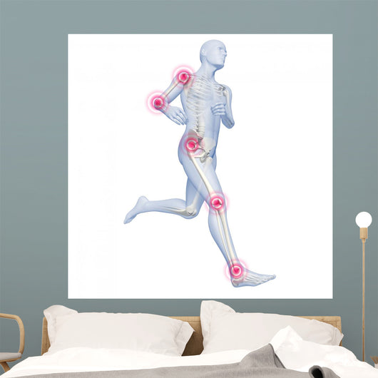 Running Man with Highlighted Joints - White Wall Decal