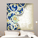 Abstract Blue Floral Scroll Wall Decal