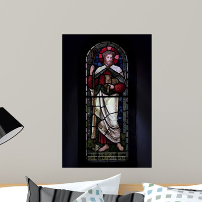 Christ Good Shepherd Wall Decal shown on a wall