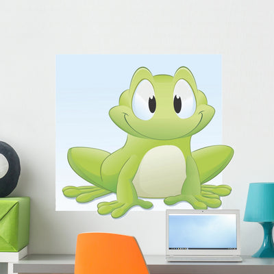 Cartoon Frog Wall Decal shown on a wall