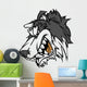 Snarling Cartoon Husky Dog Wall Decal