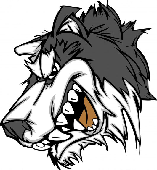 Snarling Cartoon Husky Dog Wall Decal