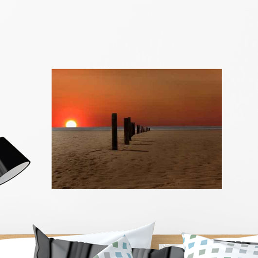 Beach Sunset With Post Wall Decal