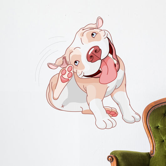 Cute Pit Bull Scratching Wall Decal