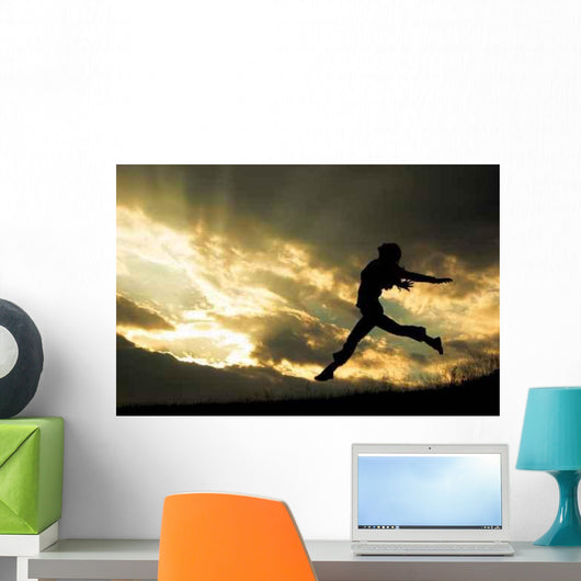 Jumping Girl Sunset Wall Decal