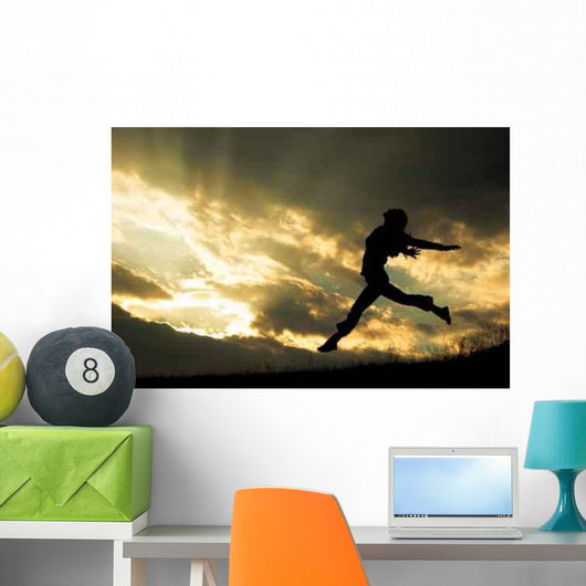 Jumping Girl Sunset Wall Decal