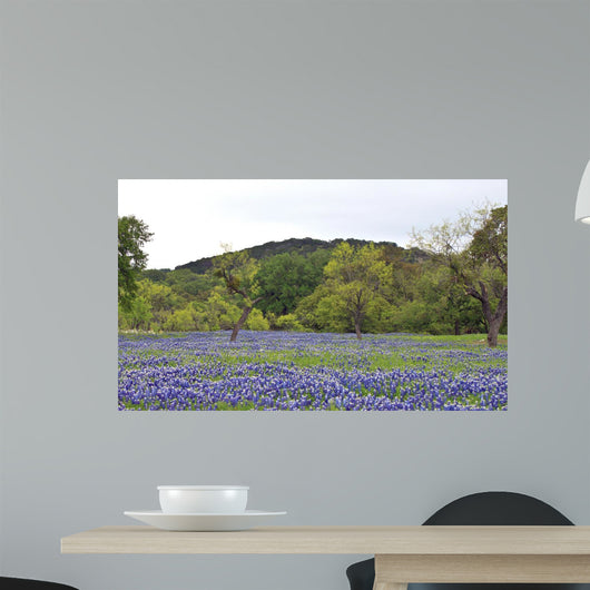 Bluebonnets With Trees And Hill Wall Decal