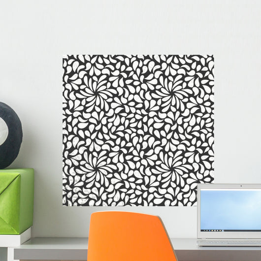 Seamless White Floral Pattern Wall Decal