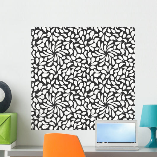 Seamless White Floral Pattern Wall Decal
