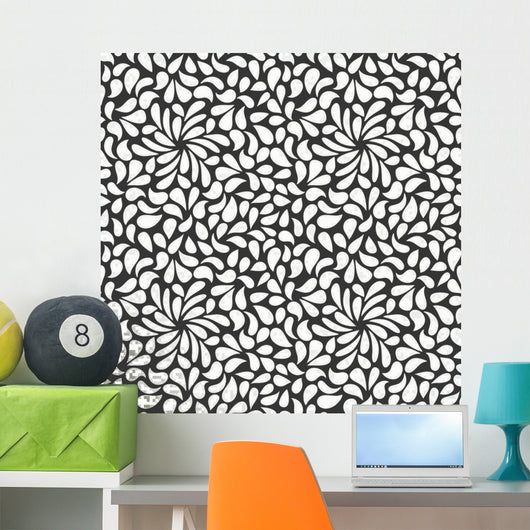 Seamless White Floral Pattern Wall Decal