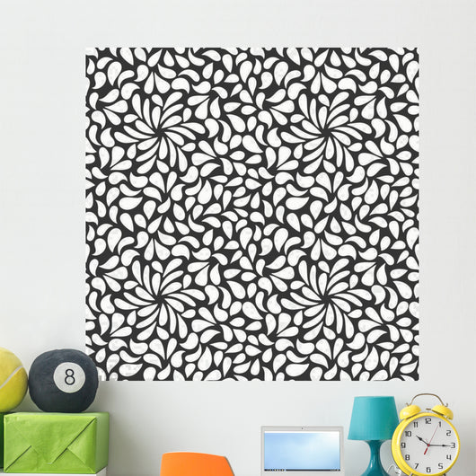 Seamless White Floral Pattern Wall Decal