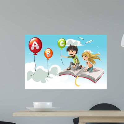 Learning Kids Wall Decal shown on a wall