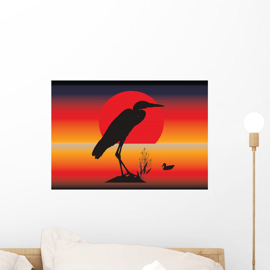 Vector Heron Silhouette Wall Decal