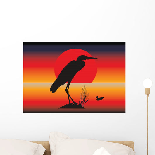 Vector Heron Silhouette Wall Decal