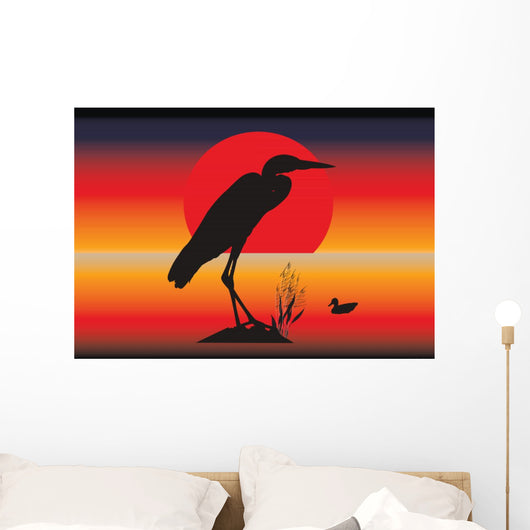 Vector Heron Silhouette Wall Decal