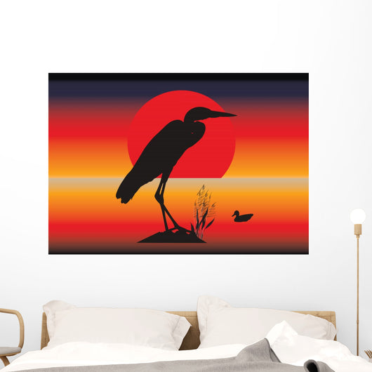 Vector Heron Silhouette Wall Decal