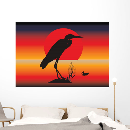 Vector Heron Silhouette Wall Decal