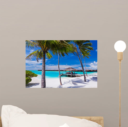 Empty Hammock Between Palm Wall Decal