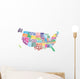 Usa State Map Word Wall Decal